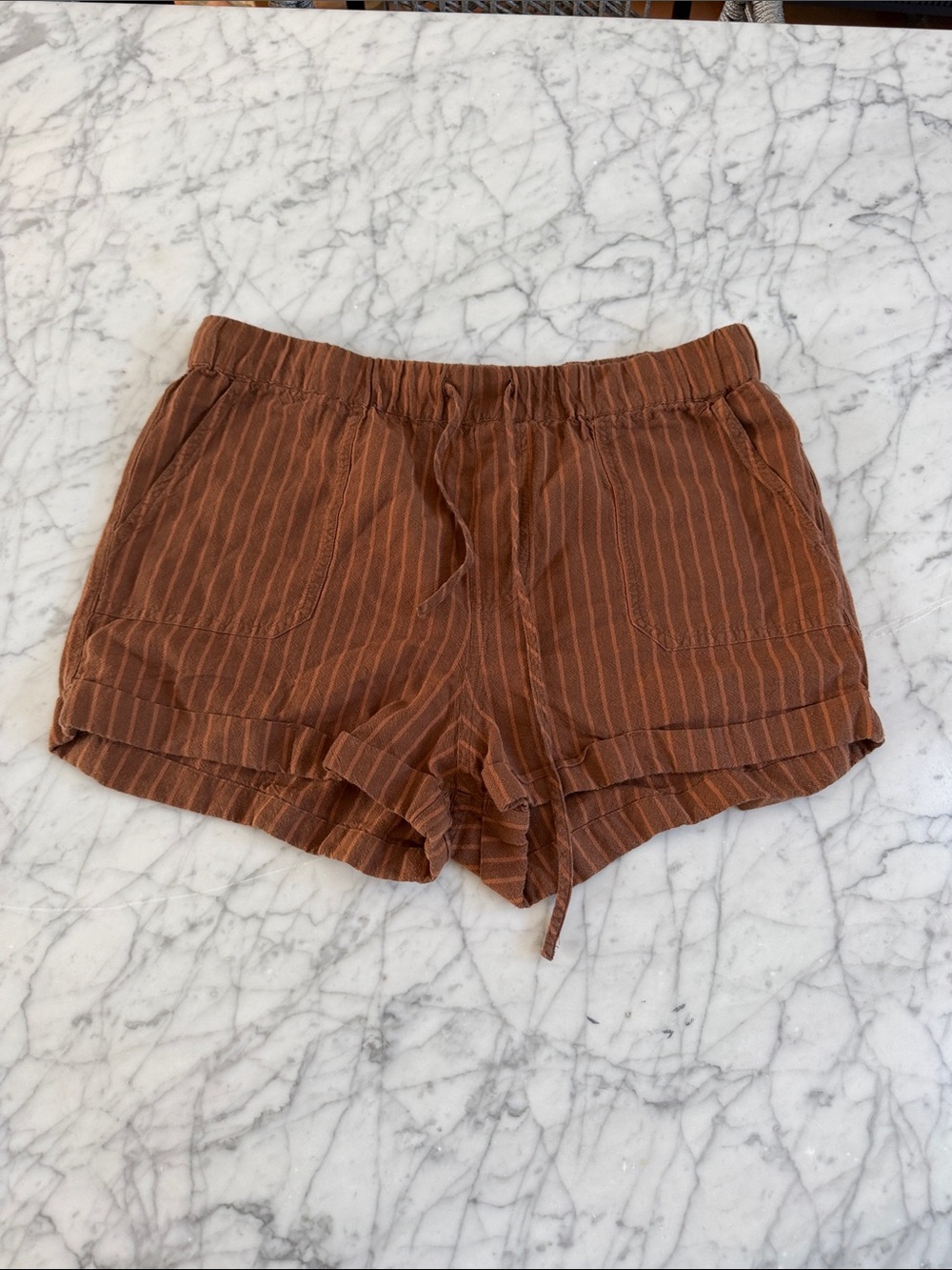Women's Volcom True To This Rust Striped Pull-On Shorts Sz M